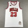 SL 23 Michael Jor Dan Bull Şampiyonlar Basketbol Forması Chicagos Finalleri Mitch ve Ness Gerileme Kırmızı Beyaz Siyah Boyut S-XXL