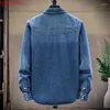 Men's Casual Shirts Senior Sense Of Japanese Work Shirt Long Sleeve Spring And Autumn Loose Trend Denim Coat Clothes Tide 4XL