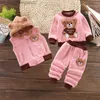 Clothing Sets Children's clothing winter suit 1 2 3 and 4 year old toddler boys and girls fashion wool thick insulation 3-piece suit vest hooded top pants Z230717