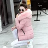 Women's Trench Coats 2023 Winter Women Warm Down Cotton Parka Coat Female Short Slim Solid Fur Collar Hooded Quilted Jacket Outwear Plus