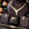 Halskette Ohrringe Set GODKI Luxus 4PCS GOLD Farbe Afrikanische Für Frauen Hochzeit Zirkonia Dubai Braut Schmuck 2023 Kostüm
