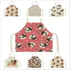 Katoen Linnen BullDog Hond Print Keuken Schorten Unisex Party Koken Bib Grappige Overgooier Schoonmaken Schort Delantal Cocina Delantal L230620