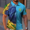 Men's Polos Polo Shirt 3d Brazil Flag Printed High-Quality Clothing Summer Casual Short Sleeved Loose Oversized Blouse