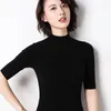 Women's Sweaters Semi High Collar Turtleneck Sweater Women Korean Style Pull Fem Me 2023 Summer Knitwear Over Plus Size Slim Top