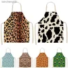 1PCS Leopard Print Marrons for Women Men Home Cooking Baking Wibt Bib Cotton Linen Pinafore Tools 53*65cm A1041 L230620