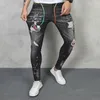 Männer Jeans Ankunft Koreanischen Stil Klassisch Schlank Solide Luxus Ripped Loch Patch Stretch Skinny Hosen Baumwolle Hosen