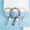 Favore di partito Nappa Charms Braccialetti Fibbia chiave Pu Braccialetti avvolgenti in pelle Chiavi Catena Mti Colori Bracciale Anello Arrivo 10 5Cha L1 Drop Dhovv