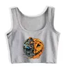 Women's Tanks Halloween Pumpkin Half Skull Looks Spooky And Cool Tank Tops Season Sexy Slim Fit Crop Top Fashion Gothic Camisole