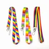 Keychains Lanyards 20pcs LGBT Keychain Rainbow Gay Pride Lanyard For ID Card Cover Mobile Phone Badge Holder Key Ring Neck Straps Accessories 230715