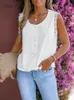 Women's Tanks White Scalloped Lace Half-Button Tank Top For Women Sexy Scoop Neck Sleeveless 2023 Vest Underwear Clothes