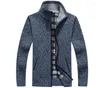 Men's Sweaters 2023 Autumn Sweater Coat Faux Fur Wool Jackets Men Zipper Knitted Thick Warm Casual Knitwear Cardigan