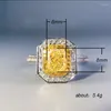 Cluster Rings Big Yellow Bling Zircon Stone Silver Color For Women Wedding Engagement Fashion Jewelry