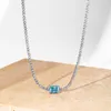 Chaînes juin 2023 S925 argent Sterling bleu carré fleur Zircon Tennis collier lumière luxe mode fête anniversaire bijoux