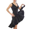 Stage Wear Latin Dance Dress Black Sleeveless ChaCha Dancing Clothes Sexy Samba Rumba Performance Costume Adult Women Dancewear DL9131