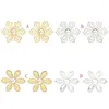 Stud Earrings Elegant Fashion Exaggerated Color Metal Flower Pearl Floral Vintage Ethnic For Women Party Jewelry