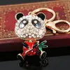 Sleutelhangers Hig Qualty Bear Giant Panda Crystal Sleutelhanger Houder Strass Sleutelhanger Auto Ring Voor Tas Verjaardag Vriend Gift