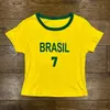 レディースTシャツY2KレディースTシャツブラジルアルファベットプリントTシャツ女性