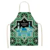 Green Star Crescent Eid Mubarak Stampato in cotone e lino Home Cooking Baking Bavaglino Musulmano Ramadan Kareem Grembiule da cucina per le donne Decor L230620