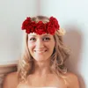 Dekorativa blommor Rose Crown Headband Artificial Flower Beach Huvudstycke Hårkrans Floral Garland med justerbara bandfestivaler