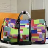 Large Capacity Package Travelling Bag Handbags High Quality Genuine Leather Patchwork Colorful Pattern Silver Metal Trim Detachable Adjustable Shoulder Strap 02