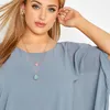 Kvinnors plus storlek tshirt plus size lossa batwing hylsa elegant sommarkapapblus kvinnor 34 ärm avslappnad arbetskontor tunika toppar stora storlek kläder 7xl 230715