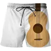 Pantaloncini da uomo Maschile Casual Stampato in 3D Stile estivo Manica corta Strumento musicale Chitarra Modello Serie Costume da bagno divertente ad asciugatura rapida