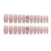 Falska naglar 24 st/box rosa strass False med mönster akryl nagelsatser lång kista balettpress på modetips