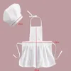 Cute Kids Chef Apron Hat Set Costumes Cotton Blended Chef Baby White Cook Costume Photos Photography Prop Little Chef Hat Apron L230620