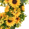 Decorative Flowers & Wreaths Artificial Sunflower Summer Wreath-16 Inch Fake Flower Wreath With Yellow And Green Leaves For Front Door IDeco