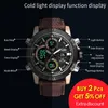 Armbanduhren SMAEL Legierung Zifferblatt Uhr Analog LCD Digital Display Outdoor Männer Sport Quarzwerk Datum Stoppuhr Hintergrundbeleuchtung Nylonband