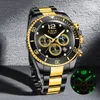 Altri orologi Top Brand Big Sport Watch Luxury Men Orologi da polso al quarzo in acciaio militare Cronografo Orologio da uomo design in oro 230716