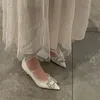 Robe chaussure mode boucle carrée demoiselle d'honneur mariage solide troupeau bout pointu pompes aiguilles français talons hauts 230717