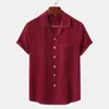 Męskie koszule Case Men Men Business Shirt Stylowy jednokalowy kardigan Lapel Lose Fit Fit Solid Kolor Środkowy długość z naciskiem