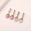 Boucles d'oreilles pendantes exquise rose Imitation opale pierre de lune européenne américaine 925 argent aiguille goutte boucle d'oreille mode femme accessoire d'oreille