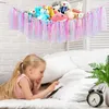 Storage Bags Stuffed Animal Plush Net Hammock Mesh Hand Woven Cotton Rope Hanging Organizer With Colorful Tassels Books Ornaments