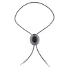 Pendentif Colliers Bolo Cravate Cravate Cadeau Costume Américain En Cuir PU Réglable Accessoires Alliage Ovale Vintage Rodeo Collier Pour Les Hommes De Fête