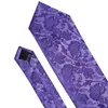 Neck Ties Fashion Silk Purple Solid Mens Wedding Tie Hanky Set Barry.Wang Designer Paisley Floral Neckties For Mens Gift Party Groom 230717