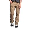 Pantalons pour hommes 2023 Cargo Men Summer Leather Panels Thin Mens Straight Pants