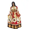 Casual Dresses XL-5XL African Print For Women Elegant Autumn Long Sleeve Muslim Fashion Abayas Dashiki Robe Kaftan Maxi