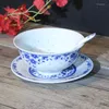 Ciotole 3 pz/lotto Jingdezhen Blu E Bianco Porcellana Set Da Tavola Vintage Ceramica Cinese Ramen Ciotola di Riso Piatto da Pranzo Cucchiaio Sottosmalto