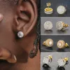 Stud Fashion Hip-Hop buz çivili küpe Erkekler için Altın Renkli Hiphop Yuvarlak Buzlu Zirkon Delici Kulak Aksesuarları Kişilik Takıları J230717