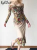 Повседневные платья Sylcue Summer Evening Party Design Perceptive Elegant зрелый шарм уверенный в себе сексуальное женское платье с длинным рукавом