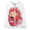 Mannensweater met capuchon Lion Animal Hoodie Wit Rits Sweatshirt Dro Customization