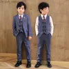 Completi di abbigliamento Set da matrimonio formale per bambini Giacca piatta per bambini Canotta Pantaloni Abito fotografico Abito da sera per compleanno da ragazzo Abito da laurea per bambini Z230717