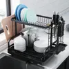 Kitchen Storage 1 Set Dish Drying Rack Rustproof With Drainboard & Utensil Holder