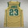 GH St. Vincent Mary School Irish High LeBron James Basketball Jersey Mitch och Ness Throwback Gold White Green Size S-XXL