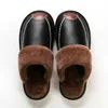 Men Winter Leather Slippers Bedroom Cotton Slippers Male Waterproof Thick Plus Velvet Indoor Warm House Home Slippers Shoes L230704