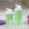 Botellas de almacenamiento Herramientas de maquillaje Botella de bomba de esencia verde Cabeza blanca Plástico Sin aire para loción Champú Baño Empaquetado cosmético 100 Unids / lote