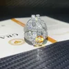 شحن سريع S925 Sterling Silver Dollar Ring Design Baguette Fashion Moissanite Jewelry Men Ries Hip Hop Ring