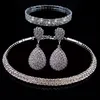 Bröllopsmycken sätter Fooderwerk Bride Classic Crystal Choker Necklace Earrings Armband Accessories 230427